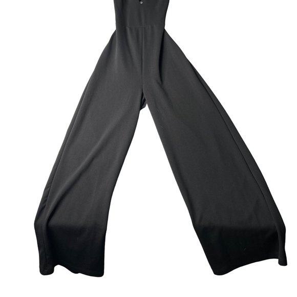 Lulus Jumpsuit Womens Small Black Sleeveless V Neck Wide Leg Cutout Back - Picture 3 of 12